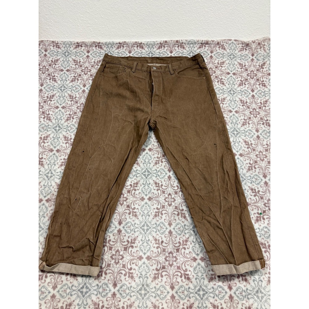 Levis 501 Original Fit Brown Denim Jeans Mens 40x32 Straight Leg Button Fly